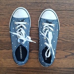 Kid's Converse All Star Blue with White Polka Dot Shoes